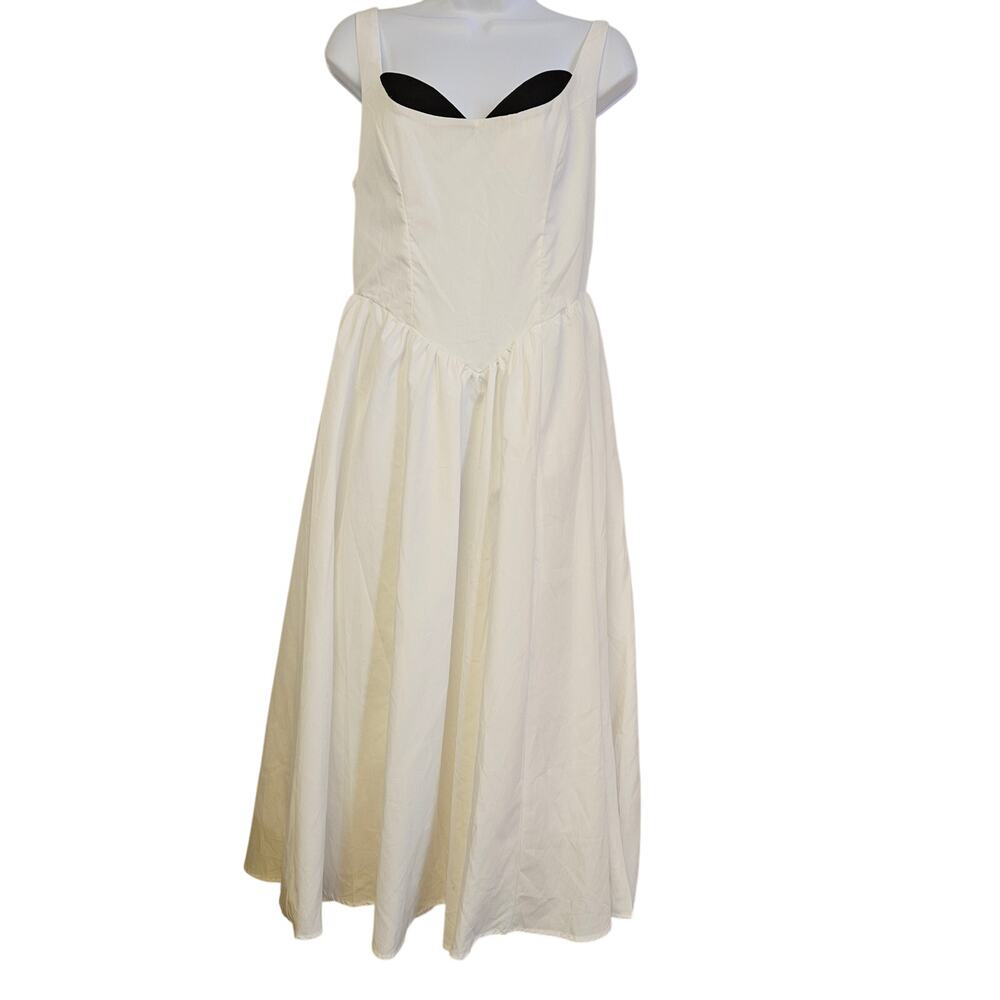 Shein Bae White Corset Maxi Dress with Black Accents Size M‎ NWT Cottagecore